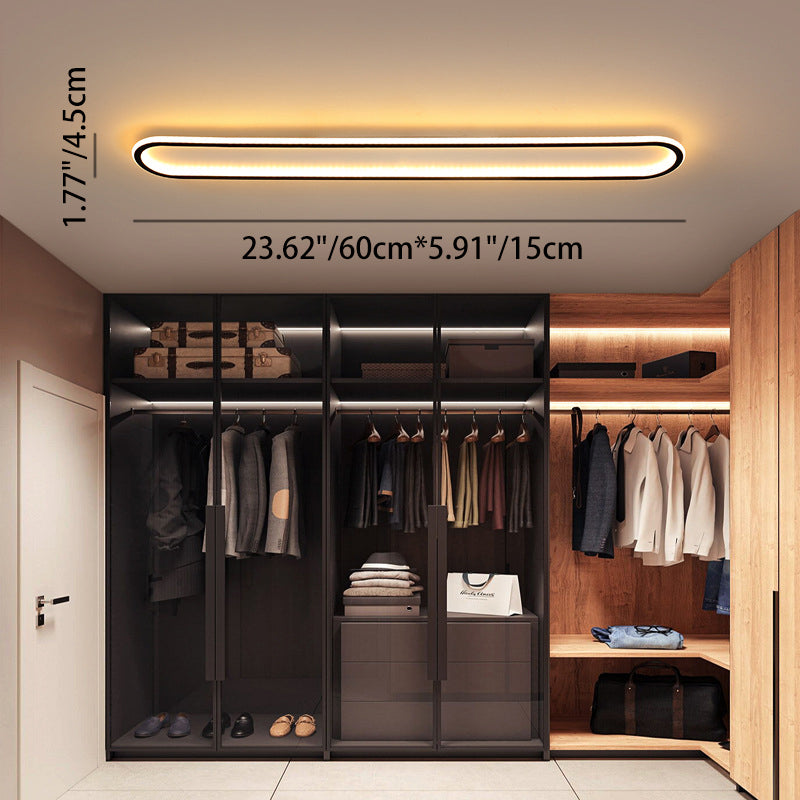 Modern Minimalist Rectangle Oval Iron LED Flush Mount Ceiling Light For Hallway
