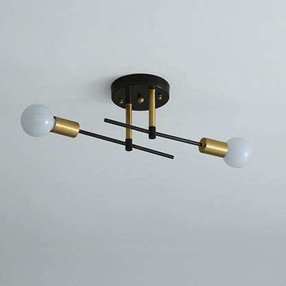 Contemporary Scandinavian Round Iron 2-Light Track Lighting Flush Mount Ceiling Light For Hallway