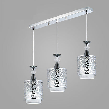 Modern Minimalist Cylinder Aluminum Iron 1/3 Light Island Light Chandelier For Dining Room