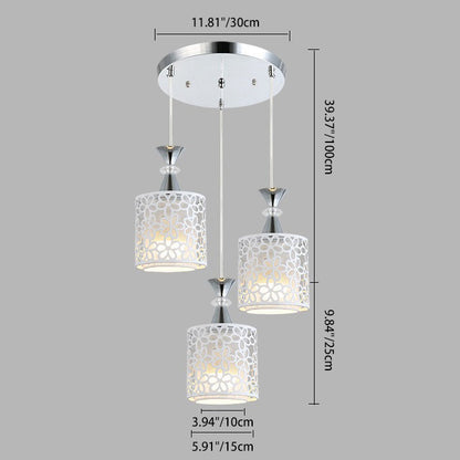 Modern Minimalist Cylinder Aluminum Iron 1/3 Light Island Light Chandelier For Dining Room