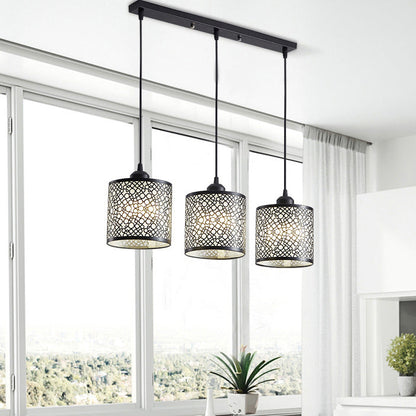 Traditional Villages Cylinder Aluminum Iron 1/3 Light Island Light Chandelier For Dining Room