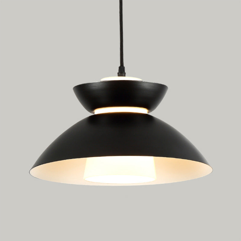 Contemporary Scandinavian Disc Glass Iron 1-Light Pendant Light For Dining Room