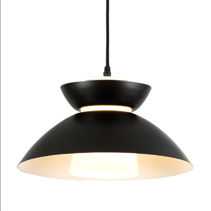 Contemporary Scandinavian Disc Glass Iron 1-Light Pendant Light For Dining Room