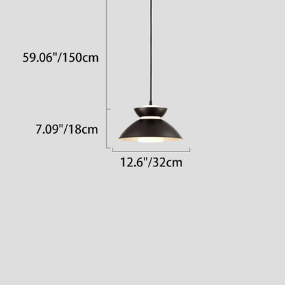 Contemporary Scandinavian Disc Glass Iron 1-Light Pendant Light For Dining Room