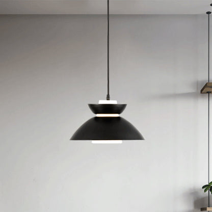 Contemporary Scandinavian Disc Glass Iron 1-Light Pendant Light For Dining Room