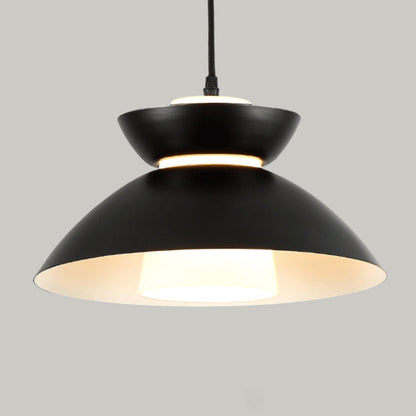 Contemporary Scandinavian Disc Glass Iron 1-Light Pendant Light For Dining Room