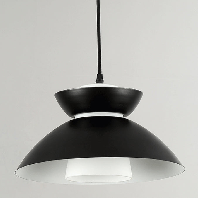 Contemporary Scandinavian Disc Glass Iron 1-Light Pendant Light For Dining Room