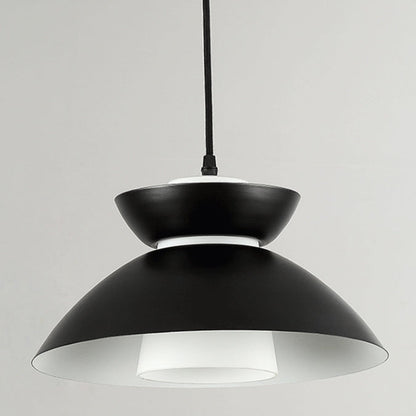 Contemporary Scandinavian Disc Glass Iron 1-Light Pendant Light For Dining Room