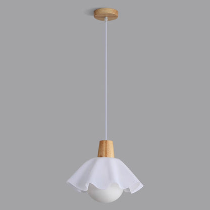 Modern Minimalist Flower Wood Acrylic 1/3 Light Island Light Chandelier For Dining Room