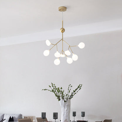 Traditional Scandinavian Tree Branch Iron Acrylic 9/27/36/45/54 Light Island Light Chandelier For Living Room