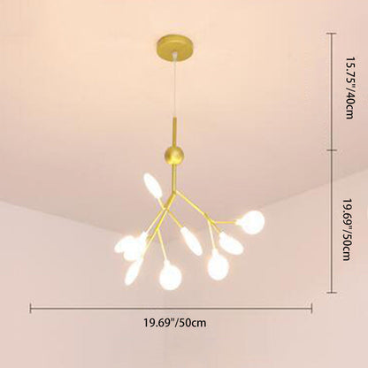 Traditional Scandinavian Tree Branch Iron Acrylic 9/27/36/45/54 Light Island Light Chandelier For Living Room