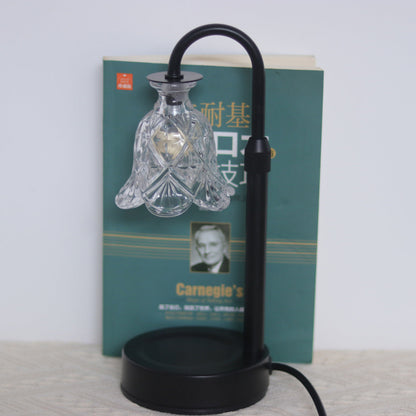 Modern Minimalist Flower Iron Glass Wood 1-Light Aromatherapy Melting Wax Table Lamp For Bedroom