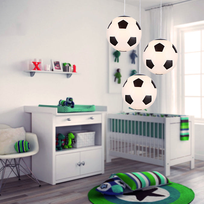Modern Minimalist Football Basketball Iron Glass 1-Light Pendant Light For Bedroom