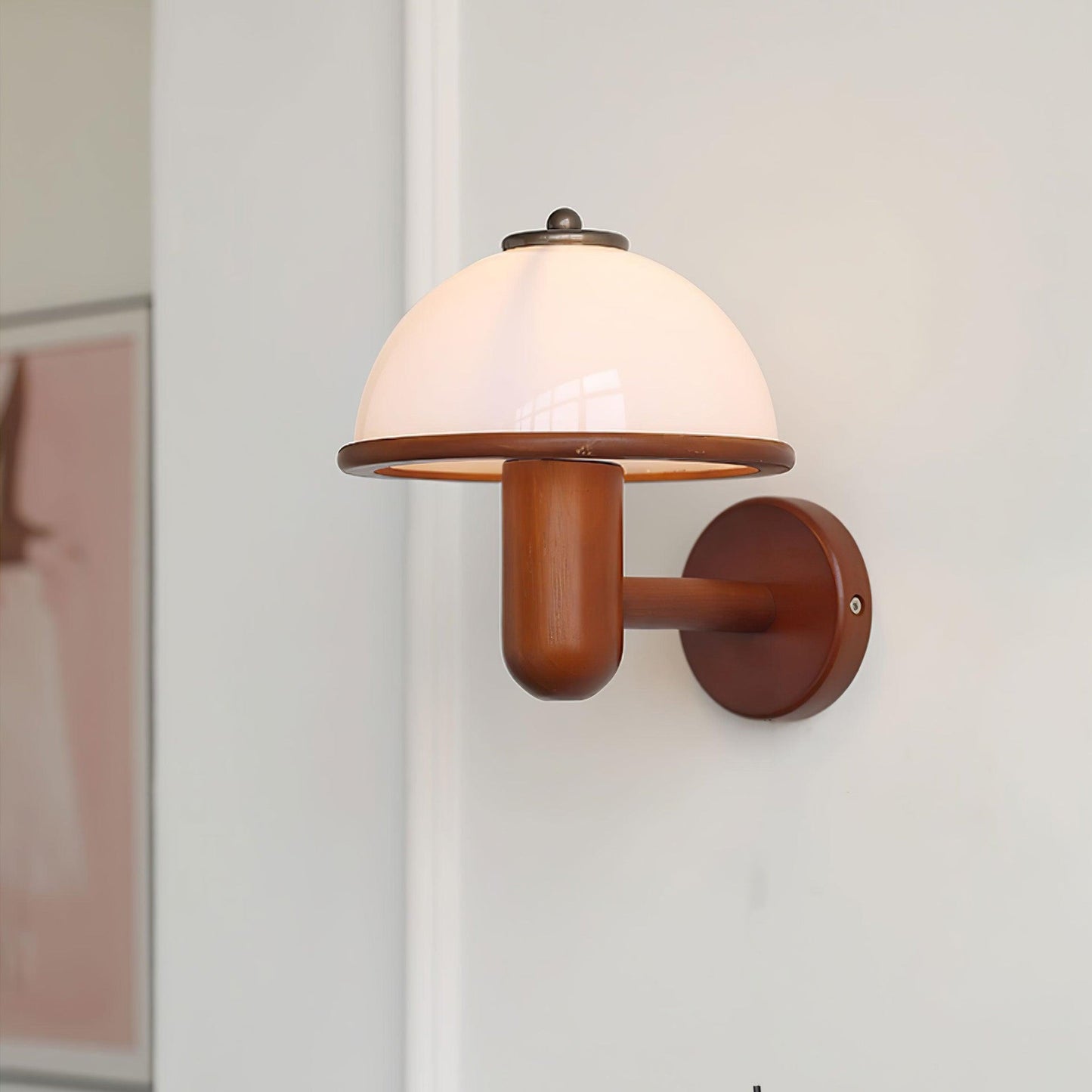 Traditional Vintage Half Circle Solid Wood Acrylic 1-Light Wall Sconce Lamp For Bedroom