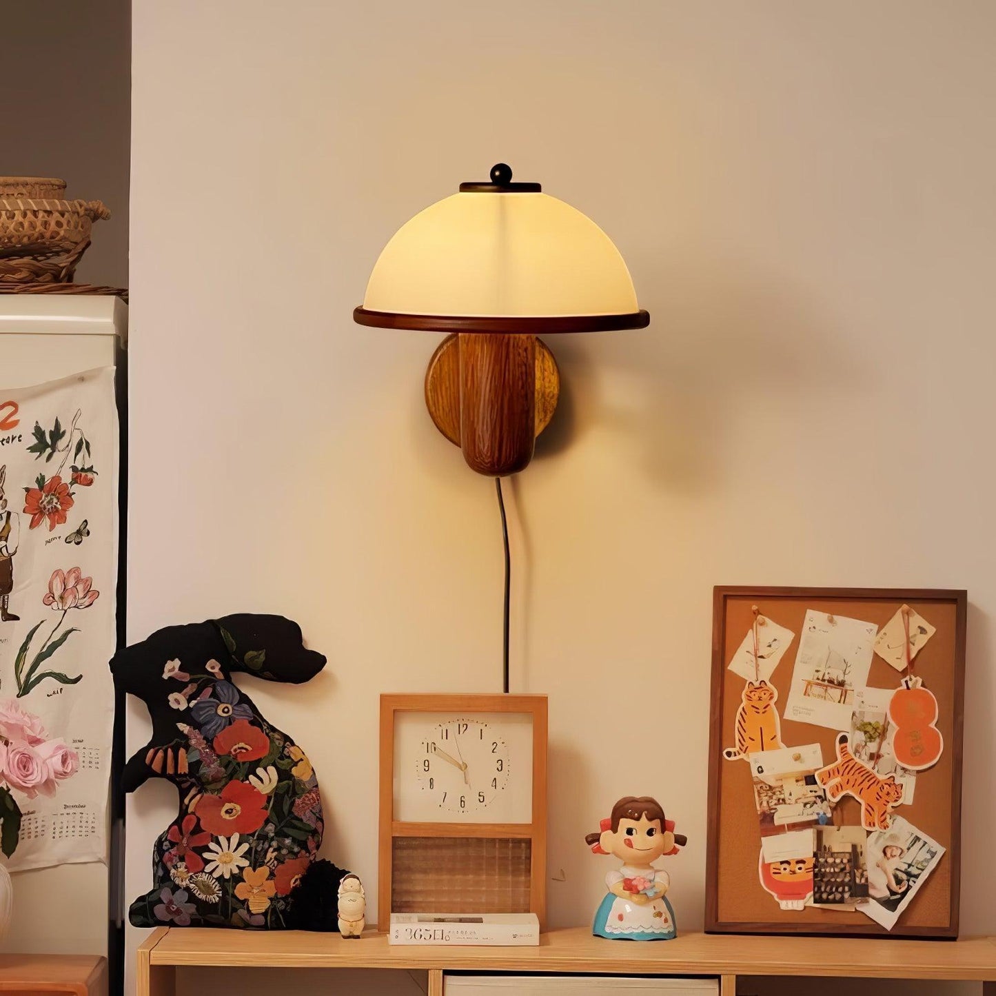 Traditional Vintage Half Circle Solid Wood Acrylic 1-Light Wall Sconce Lamp For Bedroom