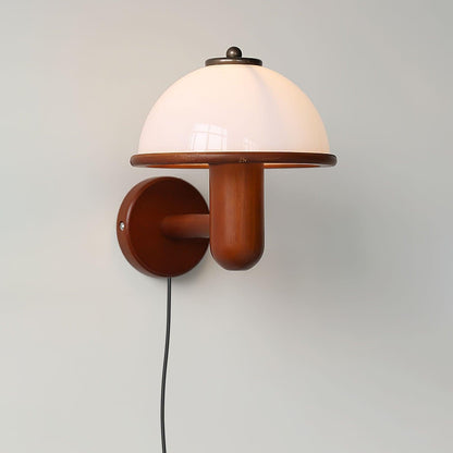 Traditional Vintage Half Circle Solid Wood Acrylic 1-Light Wall Sconce Lamp For Bedroom