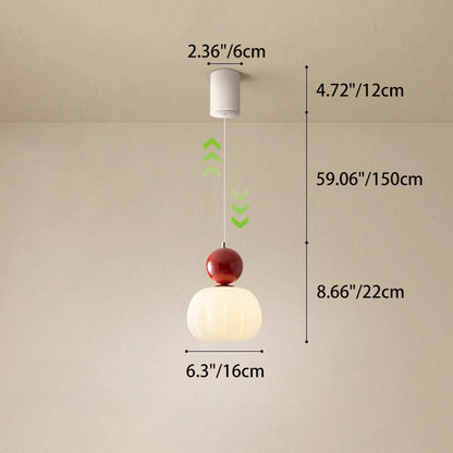 Contemporary Scandinavian Pumpkin Shell Iron Acrylic 1-Light Pendant Light For Bedroom