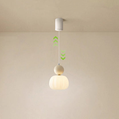 Contemporary Scandinavian Pumpkin Shell Iron Acrylic 1-Light Pendant Light For Bedroom