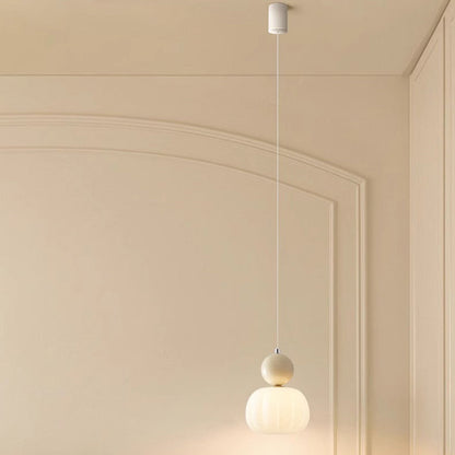 Contemporary Scandinavian Pumpkin Shell Iron Acrylic 1-Light Pendant Light For Bedroom