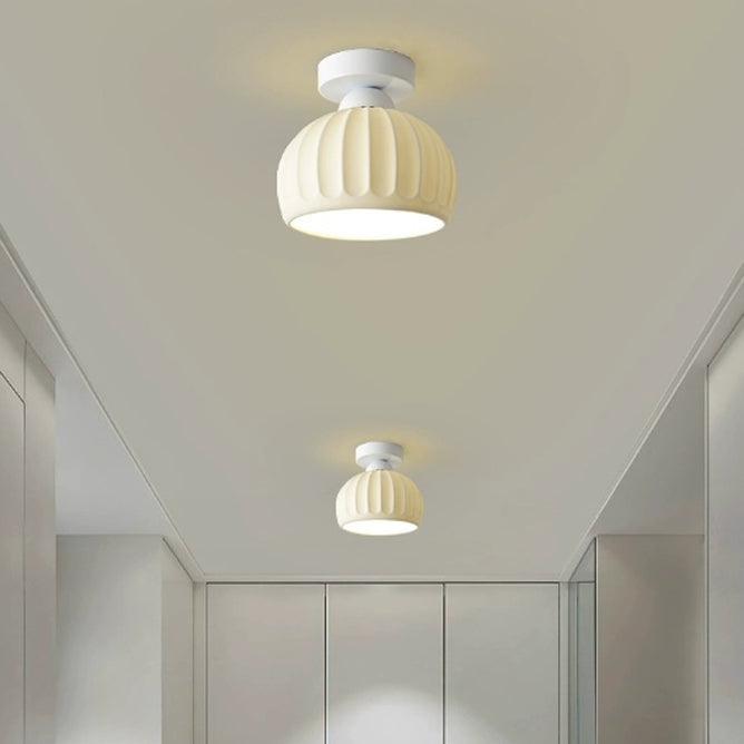 Modern Minimalist Round Flower Iron Ceramic 1-Light Semi-Flush Mount Ceiling Light For Hallway