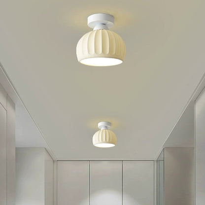 Modern Minimalist Round Flower Iron Ceramic 1-Light Semi-Flush Mount Ceiling Light For Hallway