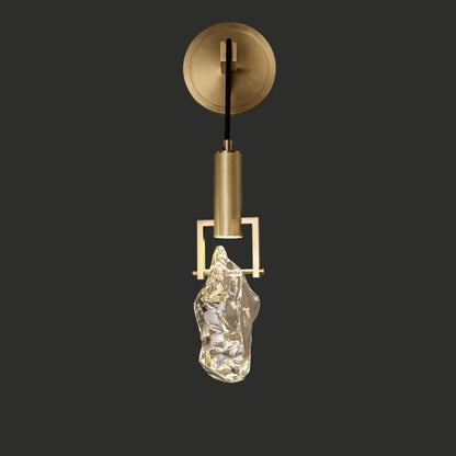 Modern Art Deco Cylindrical Copper Crystal 1-Light Wall Sconce Lamp For Hallway
