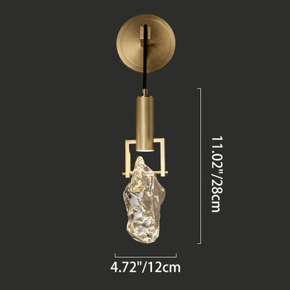 Modern Art Deco Cylindrical Copper Crystal 1-Light Wall Sconce Lamp For Hallway