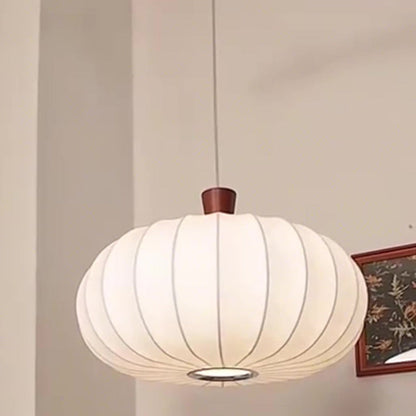 Traditional Chinese Oval Warm Atmosphere Wood Silk 3/4 Light Pendant Light For Bedroom
