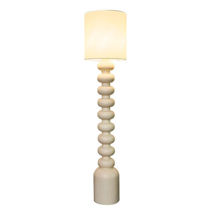Modern Minimalist Cylindrical Fabric Resin 1-Light Standing Floor Lamp For Bedroom