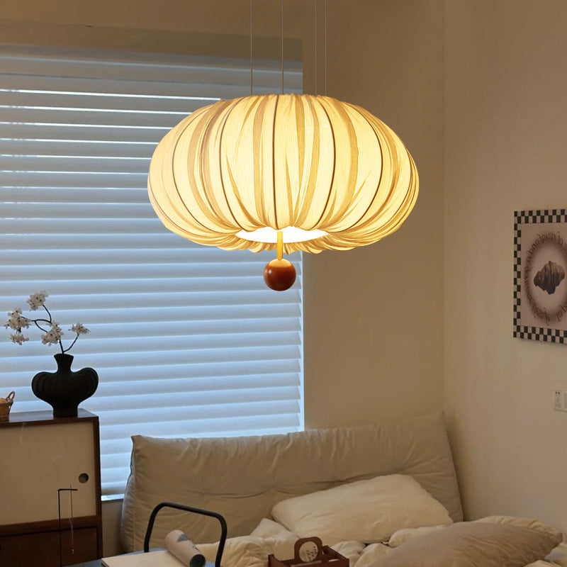 Traditional Chinese Spherical Hardware Fabric 4-Light Pendant Light For Bedroom