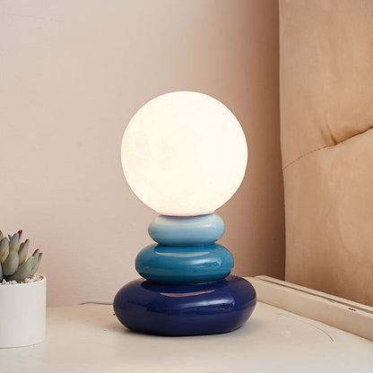Modern Art Deco Spherical Oval Ceramic Glass 1-Light Table Lamp For Bedroom