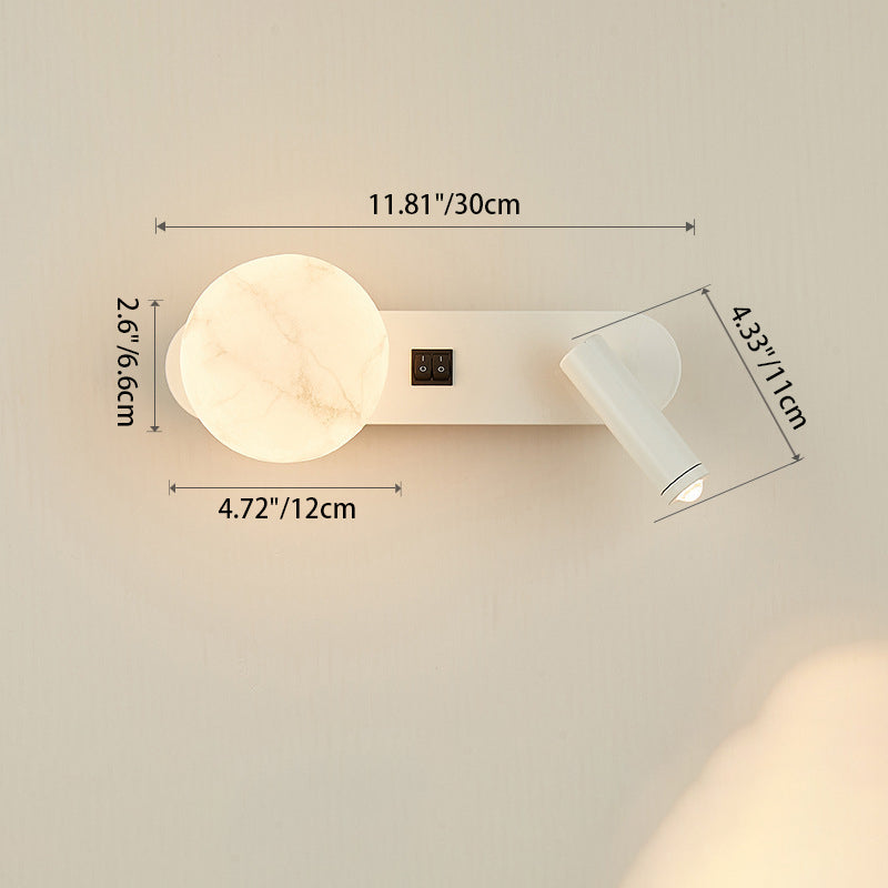 Modern Minimalist Round Aluminium Iron Jade Powder Acrylic 2-Light Wall Sconce Lamp For Bedroom