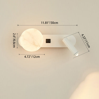 Modern Minimalist Round Aluminium Iron Jade Powder Acrylic 2-Light Wall Sconce Lamp For Bedroom