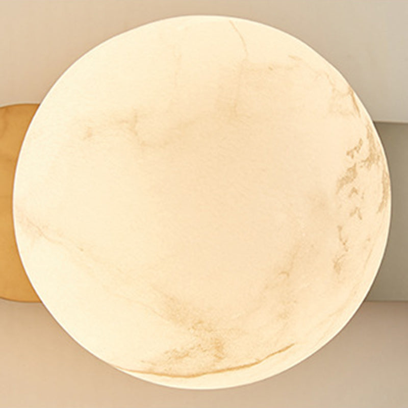 Modern Minimalist Round Aluminium Iron Jade Powder Acrylic 2-Light Wall Sconce Lamp For Bedroom