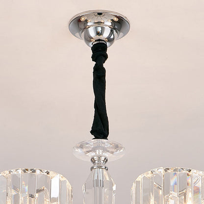 Contemporary Scandinavian Branch Shape Chromium Crystal 6/8-Light Chandelier For Bedroom