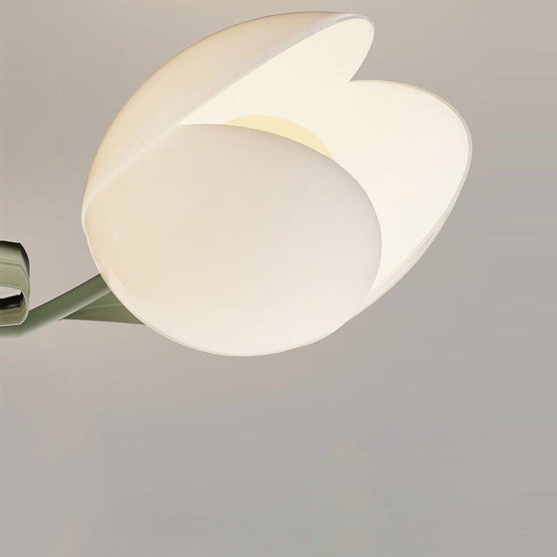 Modern Minimalist Round Flower Leaf Iron Aluminum PE LED Semi-Flush Mount Ceiling Light For Living Room