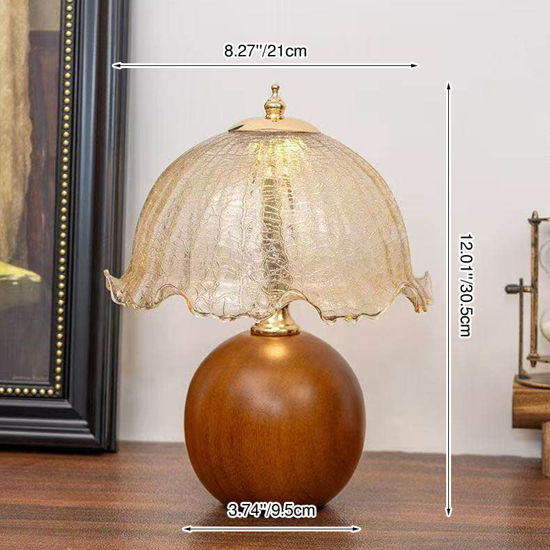Contemporary Nordic Ceramic Iron Glass Round Flower Bud Design USB Plug-in LED Table Lamp For Bedroom