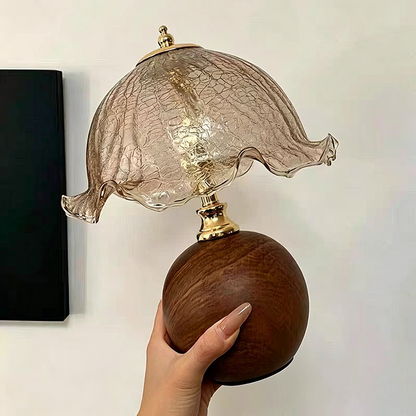 Contemporary Nordic Ceramic Iron Glass Round Flower Bud Design USB Plug-in LED Table Lamp For Bedroom