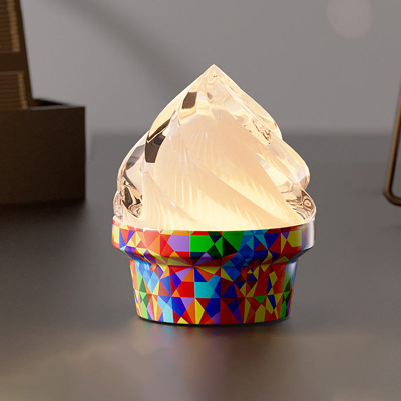 Ice Cream Ambient USB Rechargeable Table Lamp - Creative Touch Dimmable Cute Decorative Night Light For Bedroom