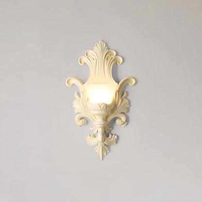 Traditional French Resin Glass Hardware Embossed-shaped 1-Light Wall Sconce Lamp For Living Room & Bedroom