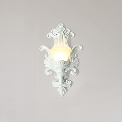 Traditional French Resin Glass Hardware Embossed-shaped 1-Light Wall Sconce Lamp For Living Room & Bedroom
