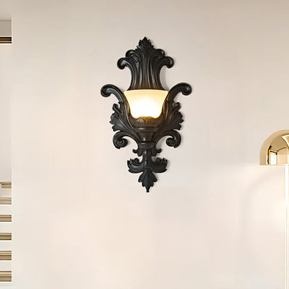 Traditional French Resin Glass Hardware Embossed-shaped 1-Light Wall Sconce Lamp For Living Room & Bedroom