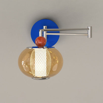 Contemporary Nordic Iron Glass Lantern-shaped LED Wall Sconce Lamp For Living Room & Bedroom
