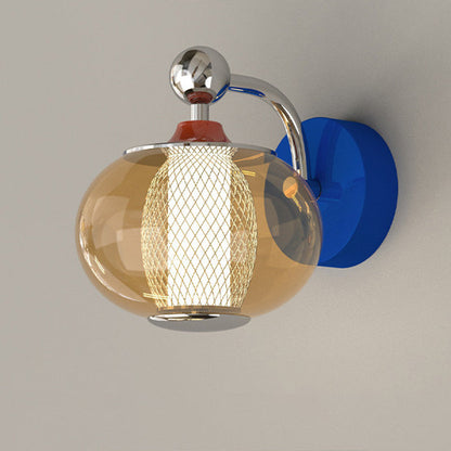 Contemporary Nordic Iron Glass Lantern-shaped LED Wall Sconce Lamp For Living Room & Bedroom
