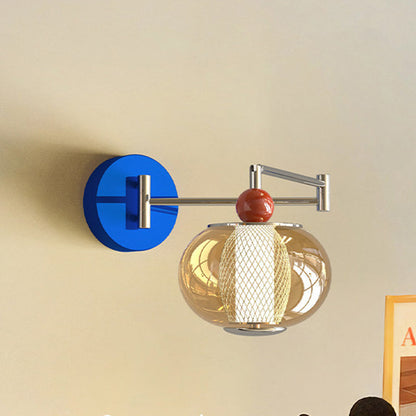 Contemporary Nordic Iron Glass Lantern-shaped LED Wall Sconce Lamp For Living Room & Bedroom