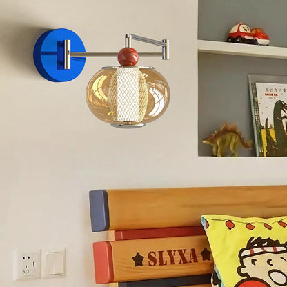 Contemporary Nordic Iron Glass Lantern-shaped LED Wall Sconce Lamp For Living Room & Bedroom