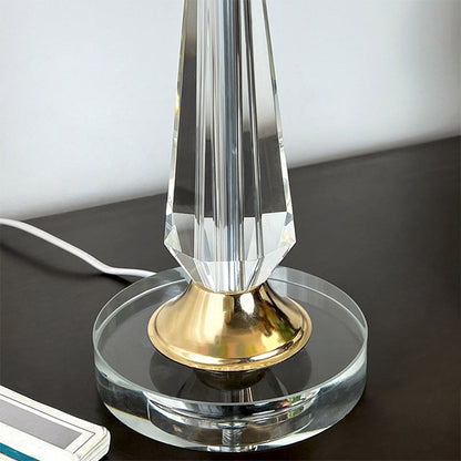 Traditional French Glass Crystal Alloy Round Ruffle Design 1-Light Table Lamp For Bedroom