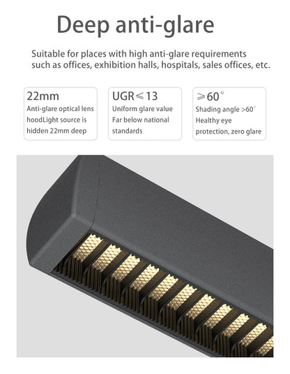 Seamless LED Deep Anti-Glare Pendant Light - Industrial Aluminum Linear Lighting For Home Office
