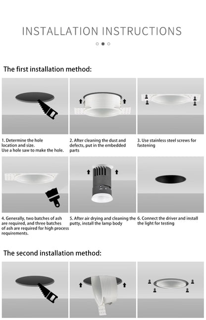 Frameless Recessed LED Spotlights - Contemporary Industrial Design Aluminum LED Flush Mount Ceiling Light For Home Office