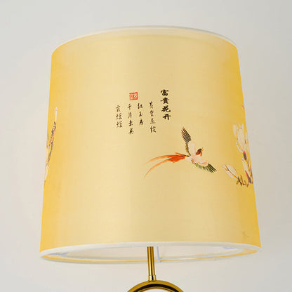 Traditional Chinese Iron Fabric Lantern 1-Light Standing Floor Lamp For Living Room